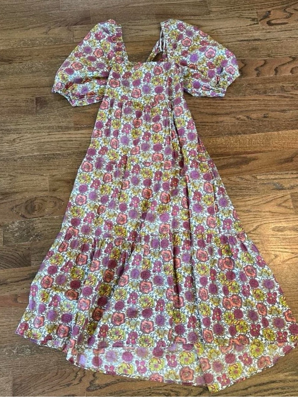 Floral Puff Sleeve Maxi Dress in Pink & Yellow Minkpink